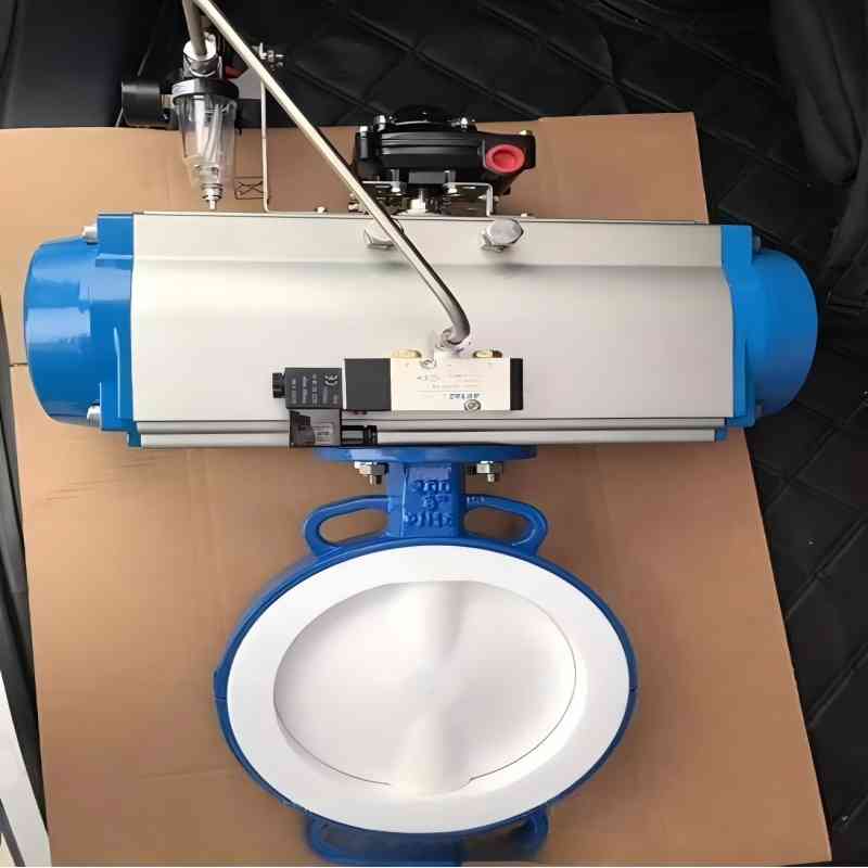 Pneumatic fluorine lined butterfly valve，Pneumatic butterfly valve，Fluorine lined valve