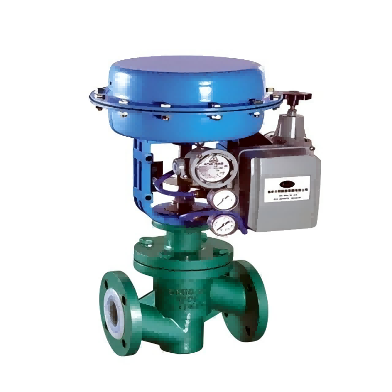 Pneumatic film lined PTFE single-seat regulating valve, film lined PTFE single-seat regulating valve, single-seat regulating valve