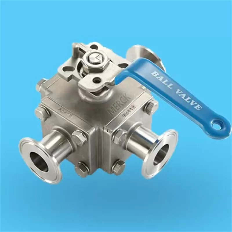 Sanitary three-way ball valve, Sanitary ball valve, Ball valve