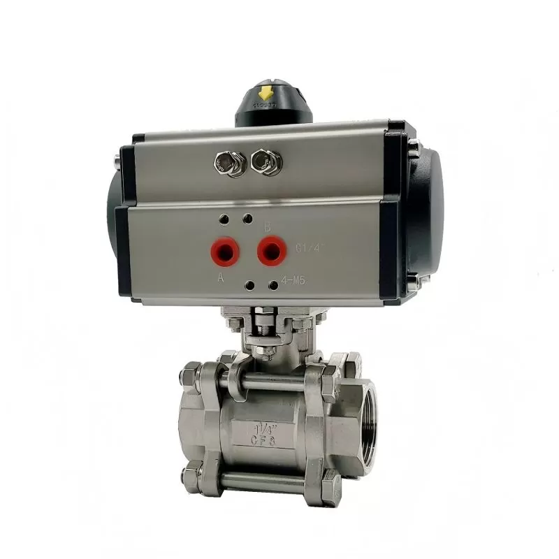 Q611F pneumatic three-piece ball valve with internal thread,Pneumatic 3p Ball Valve with Internal Thread , Pneumatic Q611F-16P Thread Internal Thread Three Piece